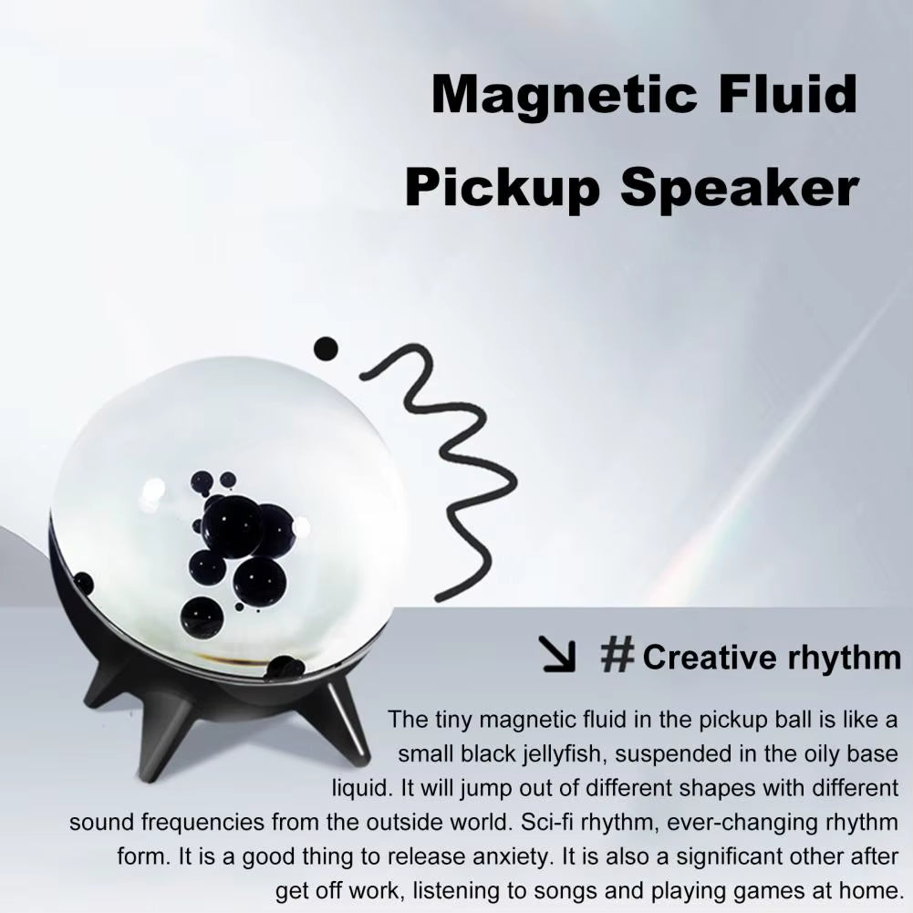 Dancing Ferrofluid Sound Visualizer: Rechargeable Wireless Music Rhythm Speaker with Magnetic Pickup Technology